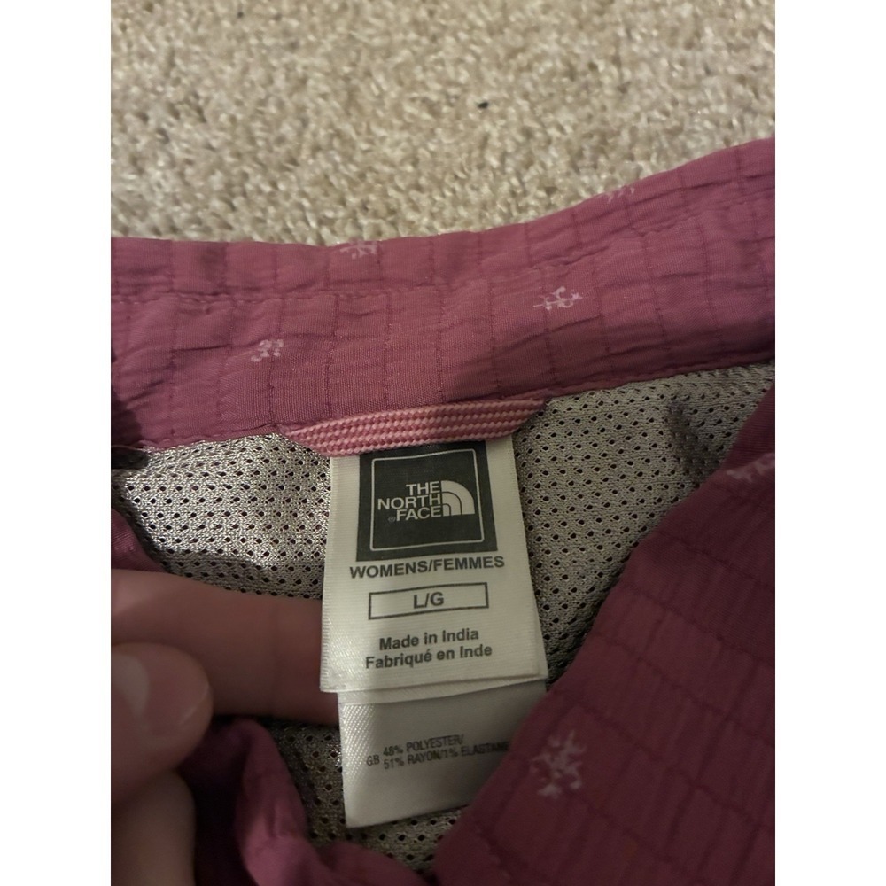 The North Face Womens Pink Long Sleeve Button Down Hiking Shirt Large Microprint - Picture 2 of 3